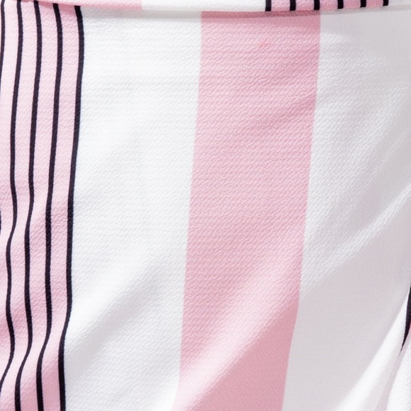 Striped Wrap Mini Dress With Frill Detail - Picture 7 of 8